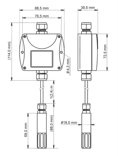 T3111---TEMPERATURE-AND-HUMIDITY-SENSOR-+Tdp-cable-probe,-output-4-20mA-Dimensional-Draft